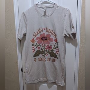 Women's Graphic Tee - Cream Floral Design